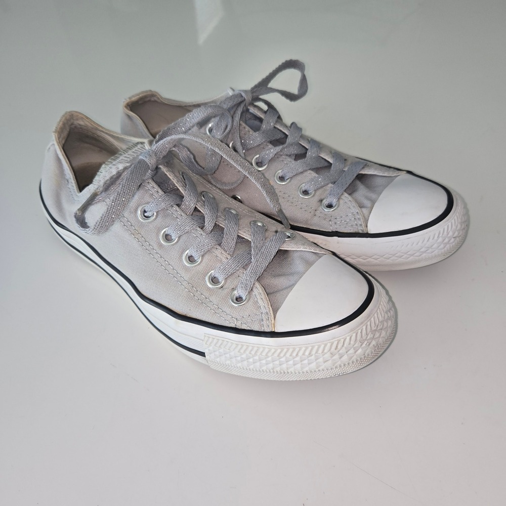 Converse All Star Low Top Grey Glitter Sneakers 532486F Womens 8